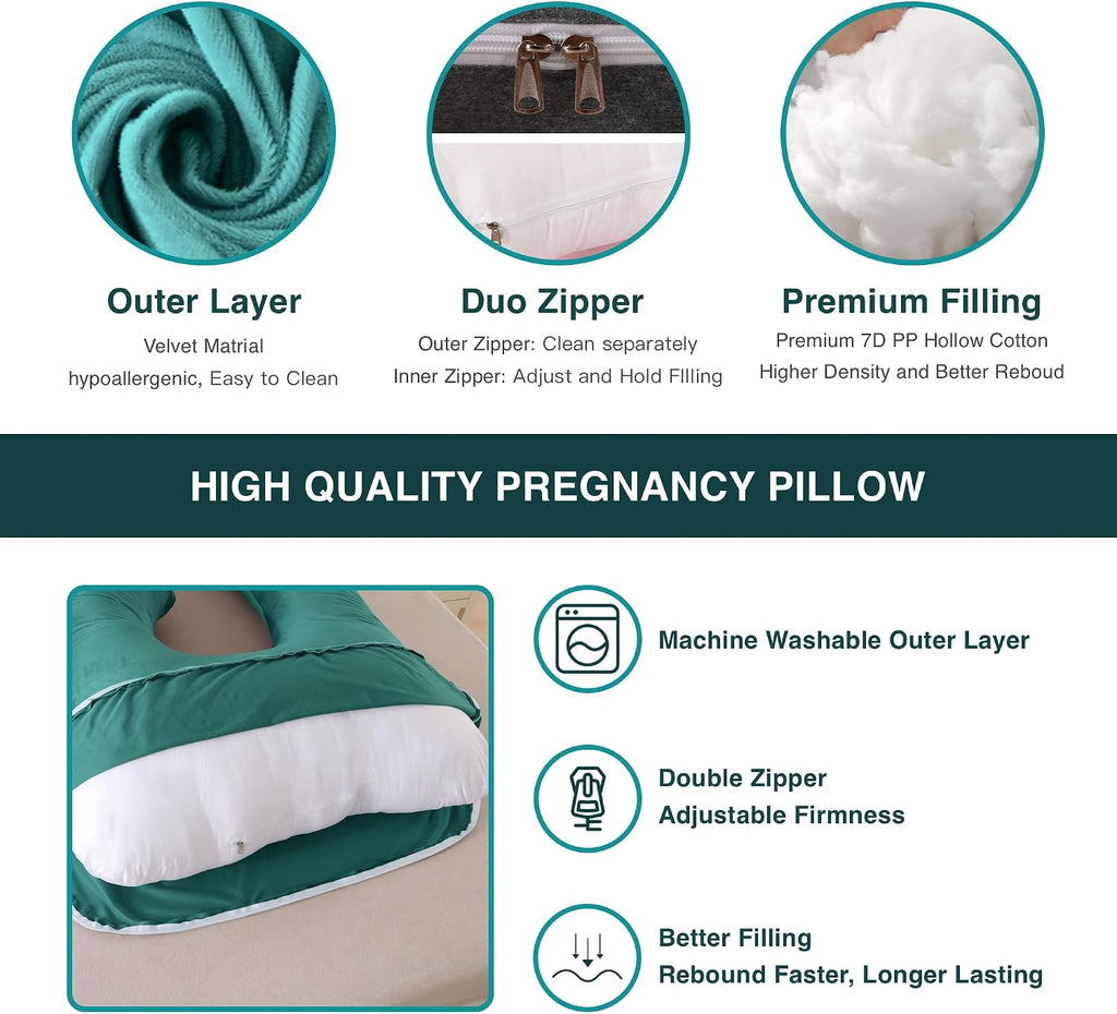 ALLOPERA Pregnancy Pillow, Full Body Maternity Pillow 57 inch, with Removable Washable Cover - Sleep Support for Legs, Back, Neck…