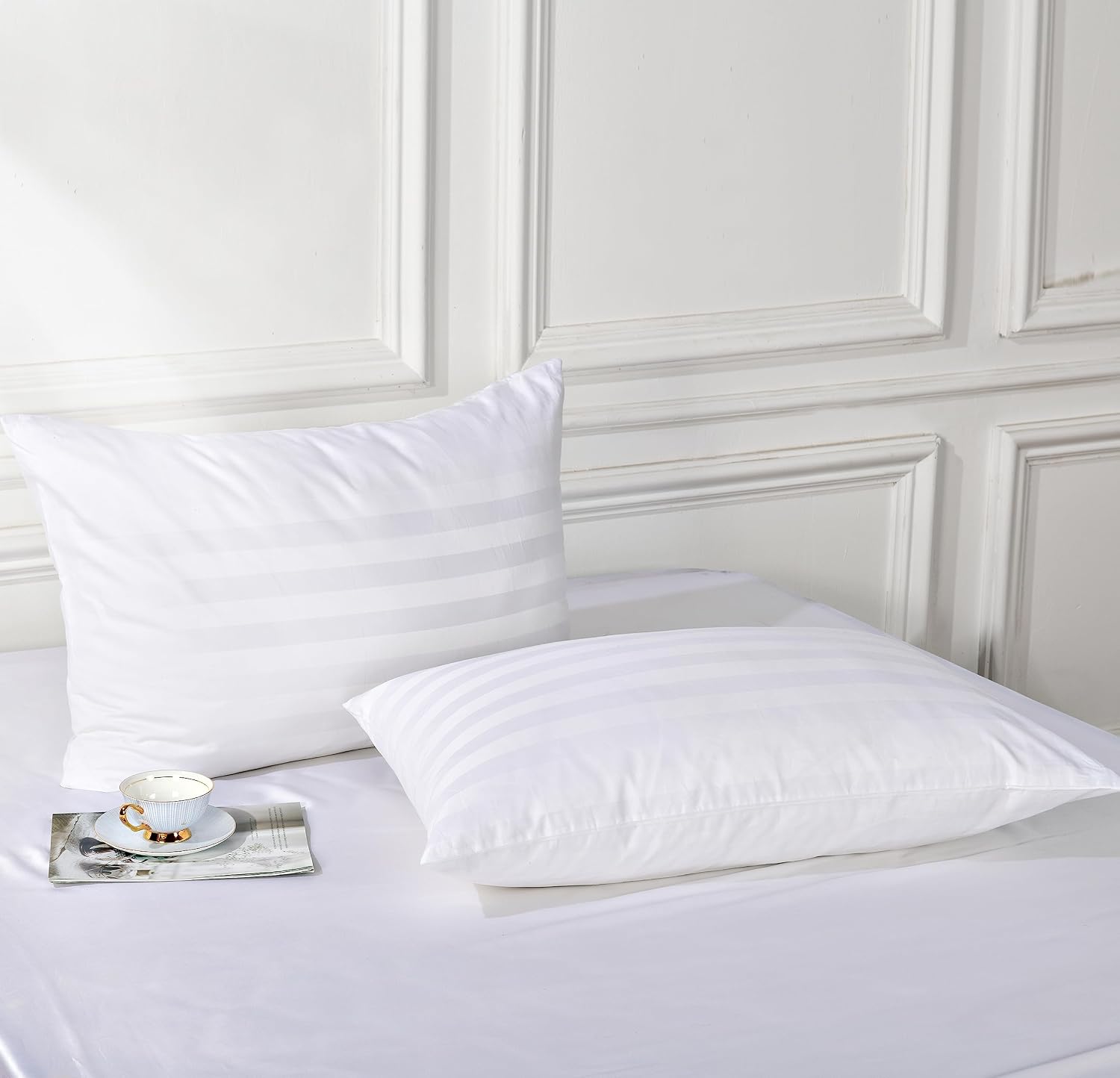 ShunjieHome 100% Egyptian Cotton Pillow Protectors Set of 4, 600 Thread Count Queen Size Bed Pillow Cases with Zipper, Sateen Weave Cooling…