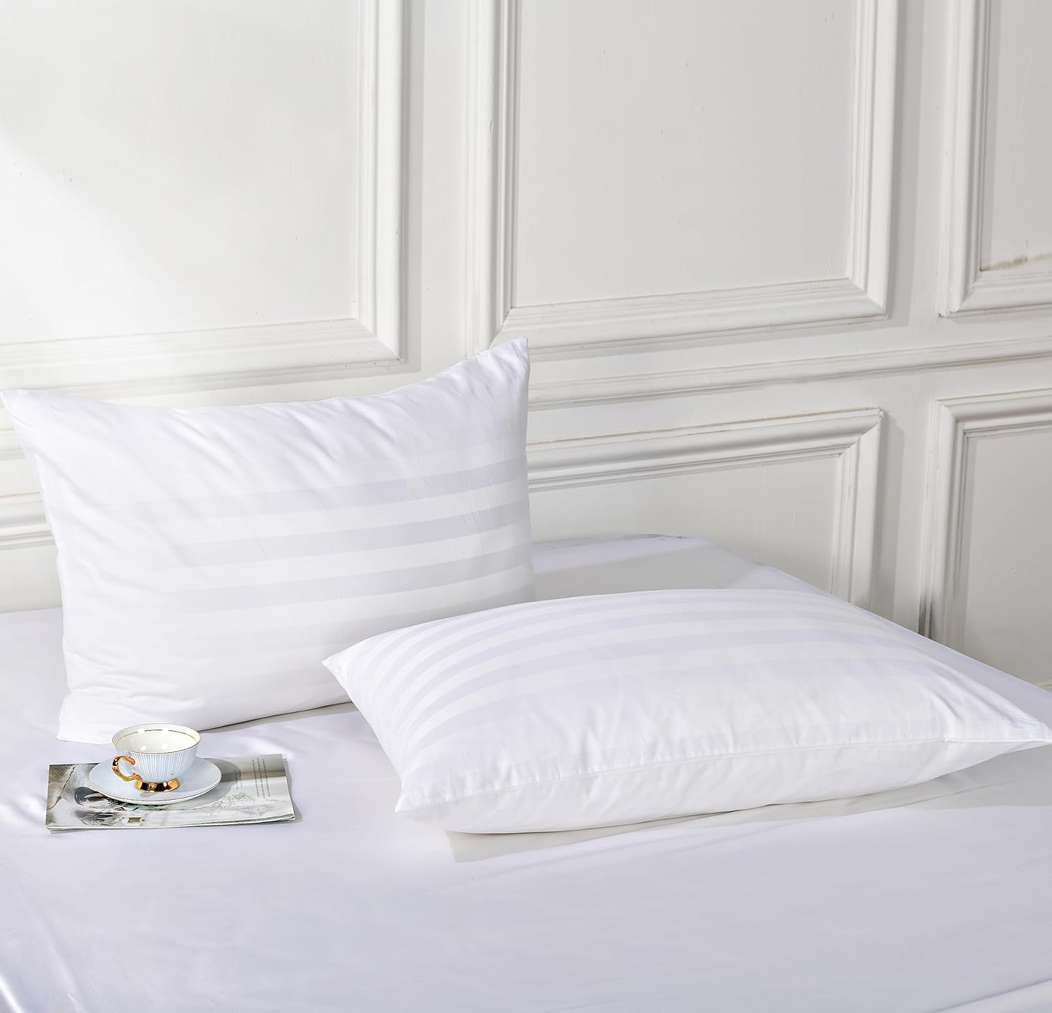 ShunjieHome 100% Egyptian Cotton Pillow Protectors Set of 2, 600 Thread Count King Size Bed Pillow Cases with Zipper, Sateen Weave Cooling…