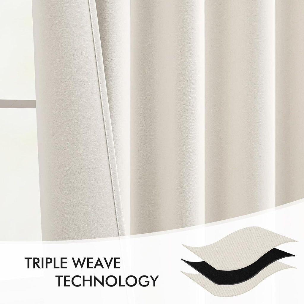 Miulee Ivory Back Tab Blackout Curtain 96 Inch Long 2 Panels Set for Bedroom, Rod Pocket/Pinch Pleat Thermal Insulated Living Room Darkenin…