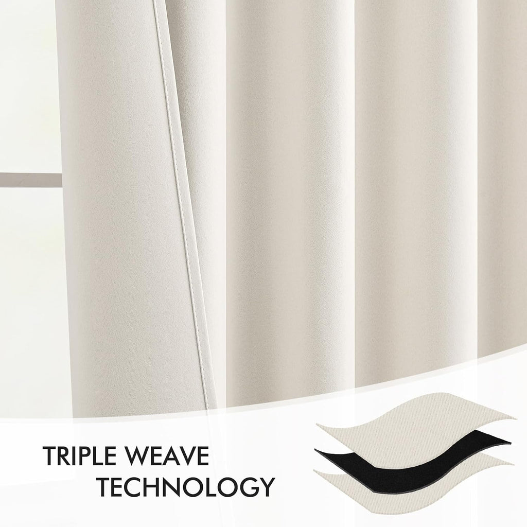Miulee Ivory Back Tab Blackout Curtains 90 Inches Long 2 Panels Set for Living Room Bedroom Privacy, Rod Pocket/Pinch Pleat Thermal Insulat…