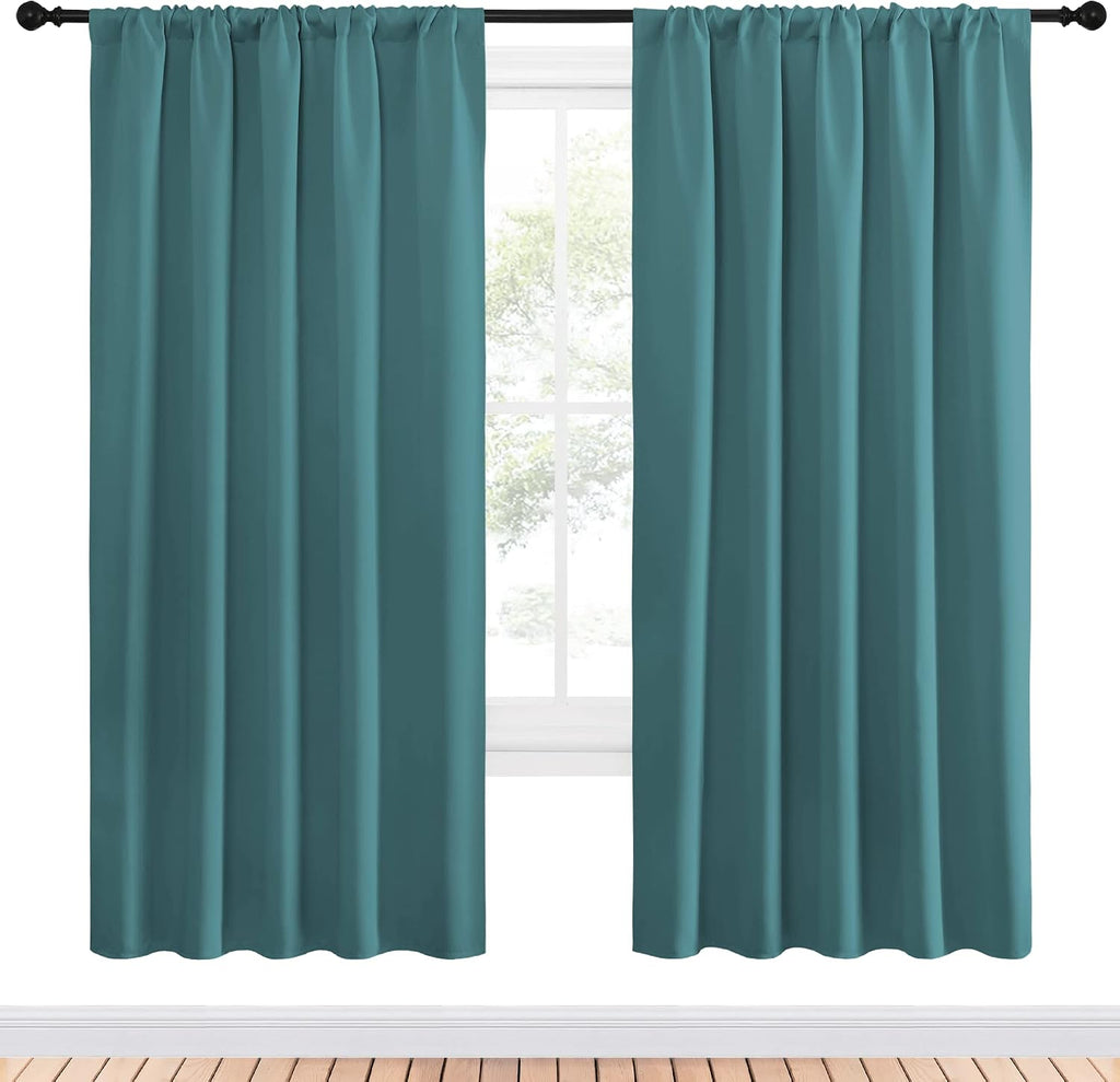 NICETOWN Window Curtains Blackout Drapes - Thermal Insulated Solid Rod Pocket Blackout Curtains/Draperies for Living Room (Sea Teal, One…