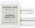 KARISSA MAE Pure Viscose from Bamboo Full Size Sheet Set | 100% FSC Certified | Luxuriously Soft | Cooling | 18" Deep Pocket w/Corner…