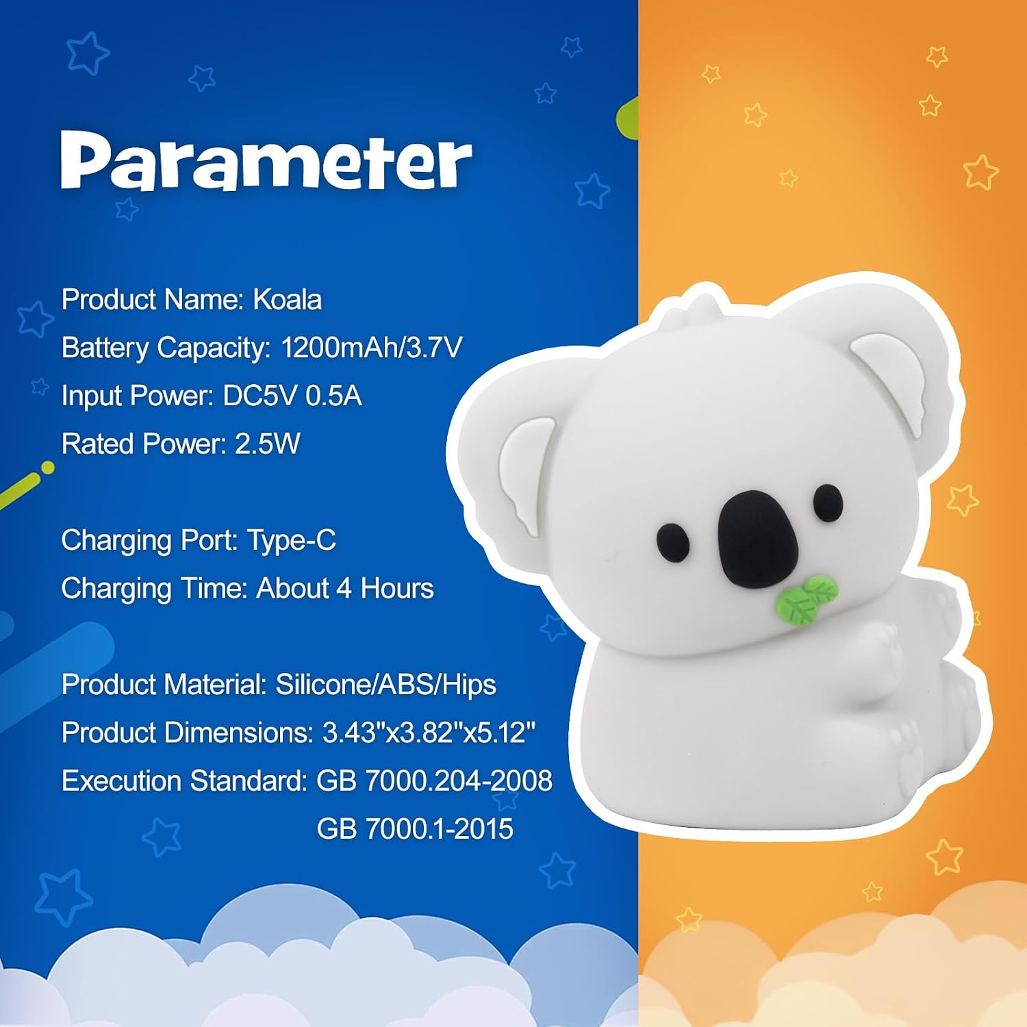 Squishy Koala Night Light with RGB Mode Cute Cuddly Koala Light 3 Brightness Adjustable Nursery Breastfeeding Nightlight Rechargeable…