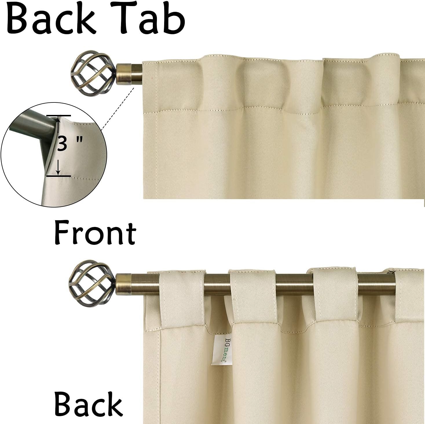 BGment Beige Room Darkening Curtains 63 inch Length - Rod Pocket and Back Tab Thermal Insulated Curtains for Bedroom/Living Room, 2 Panels…