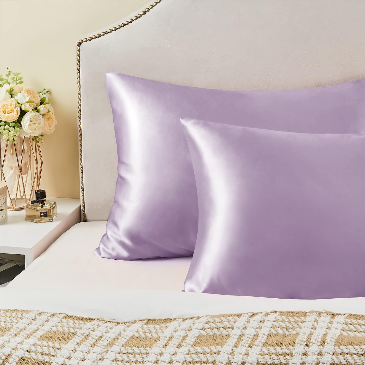 Bedelite Satin Pillowcase for Hair and Skin, Super Soft and Cooling Similar to Silk Pillow Cases 2 Pack with Envelope Closure, Gift for Wom…