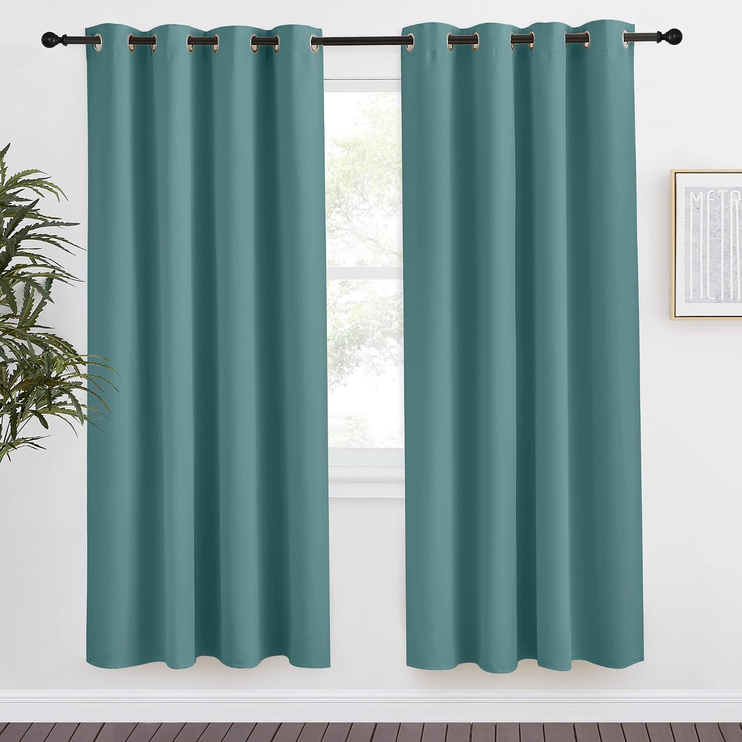 NICETOWN Blackout Drape for Nursery, Sea Teal, Single Panel, 55 by 78-inch, Home Fashion Thermal Insulated Blackout Room Darkening…