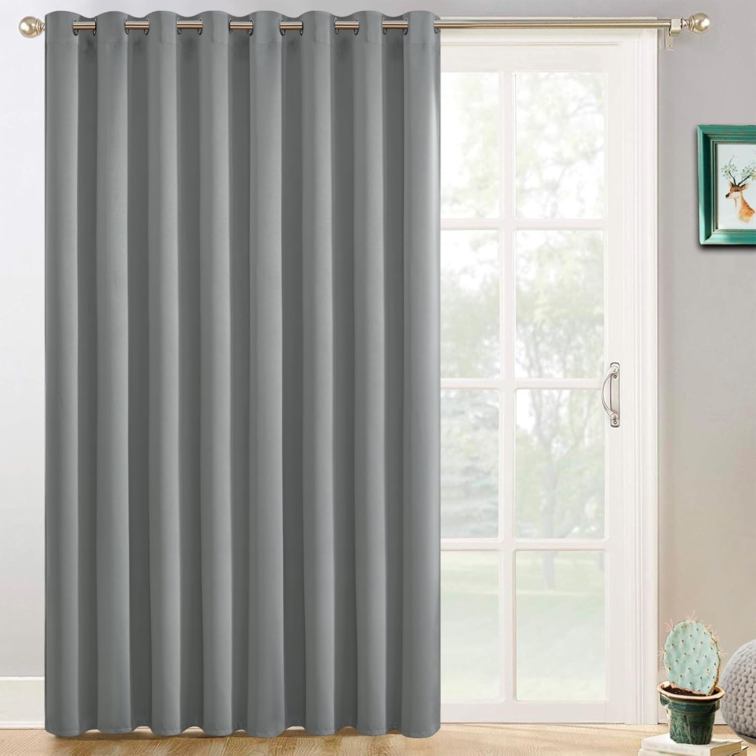 Yakamok Blackout Patio Curtains 100x84 Inches for Sliding Door Extral Wide Blackout Curtain Panels Thermal Insulated Room Divider…