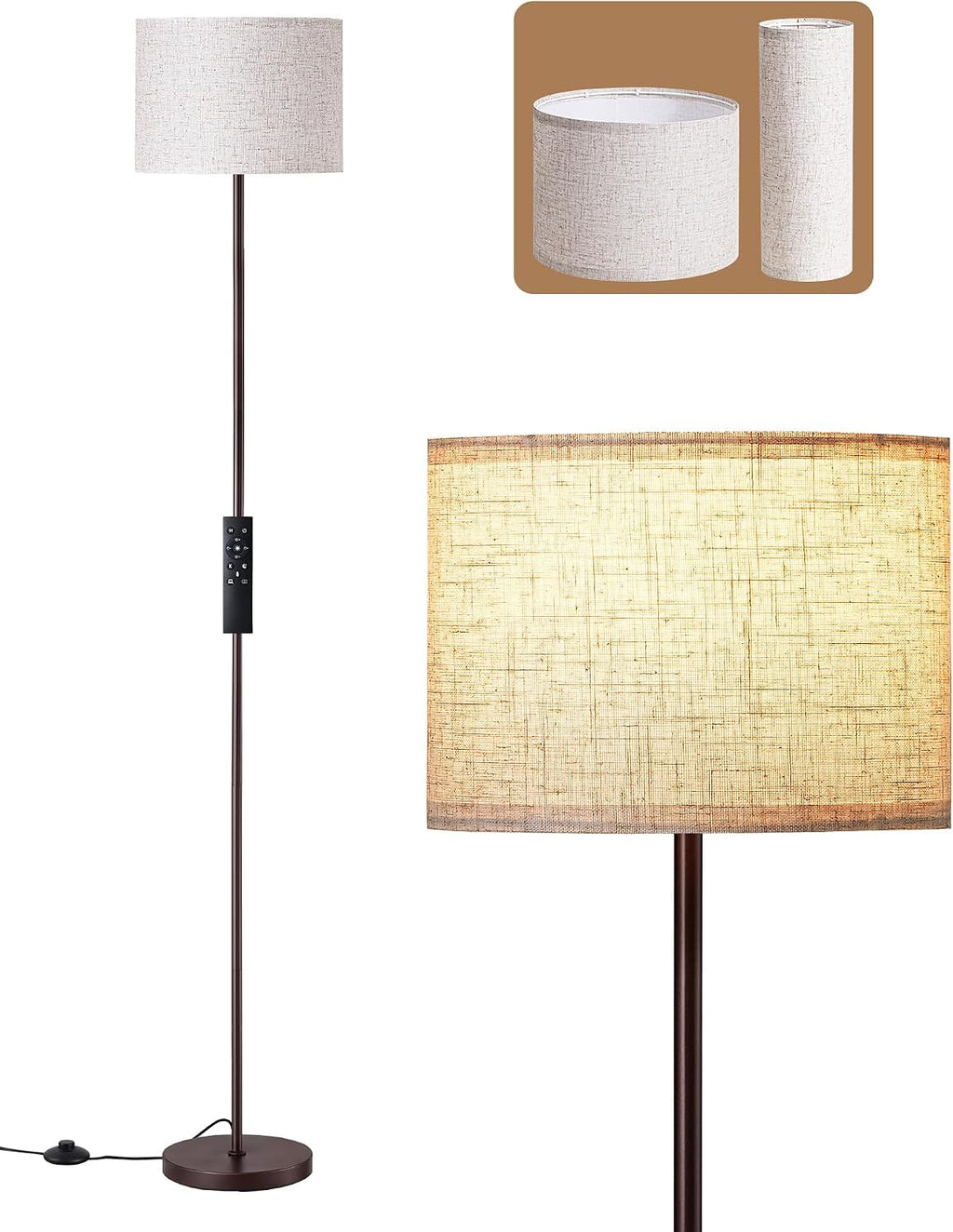 EDISHINE Minimalist Floor Lamp with 2 Shades, Adjustable Brightness & Color Temperature, Remote Control, Dimmable Modern Standing Lamp…