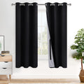 Xwzo Complete Blackout Shades Window Curtain Panels with Tiebacks- Noise Reduction and Light Blocking Grommet Curtains with Black Liner for…