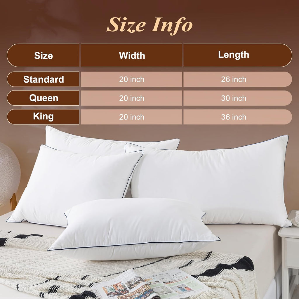 Cosybay Goose Feather Down Fiber Pillows King Size Set of 2, Luxury Bed Pillow for Sleeping, Ultra Soft Cover Hotel Collection Bed…