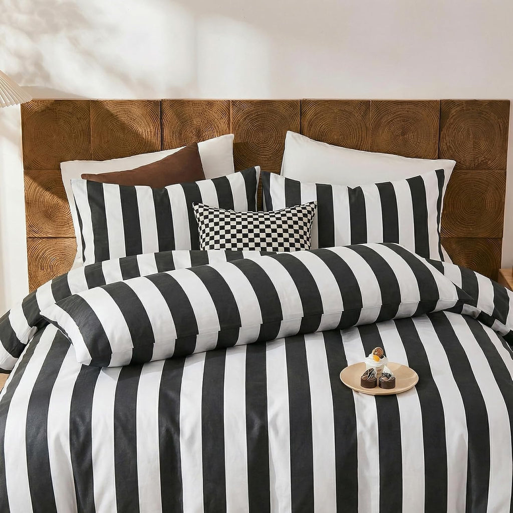 Merryword King Size Pillowcases, 100% Cotton Pillow Cases, Black and White Striped Pillowcases, Soft Breathable Wide Stripes Pillow Covers,…