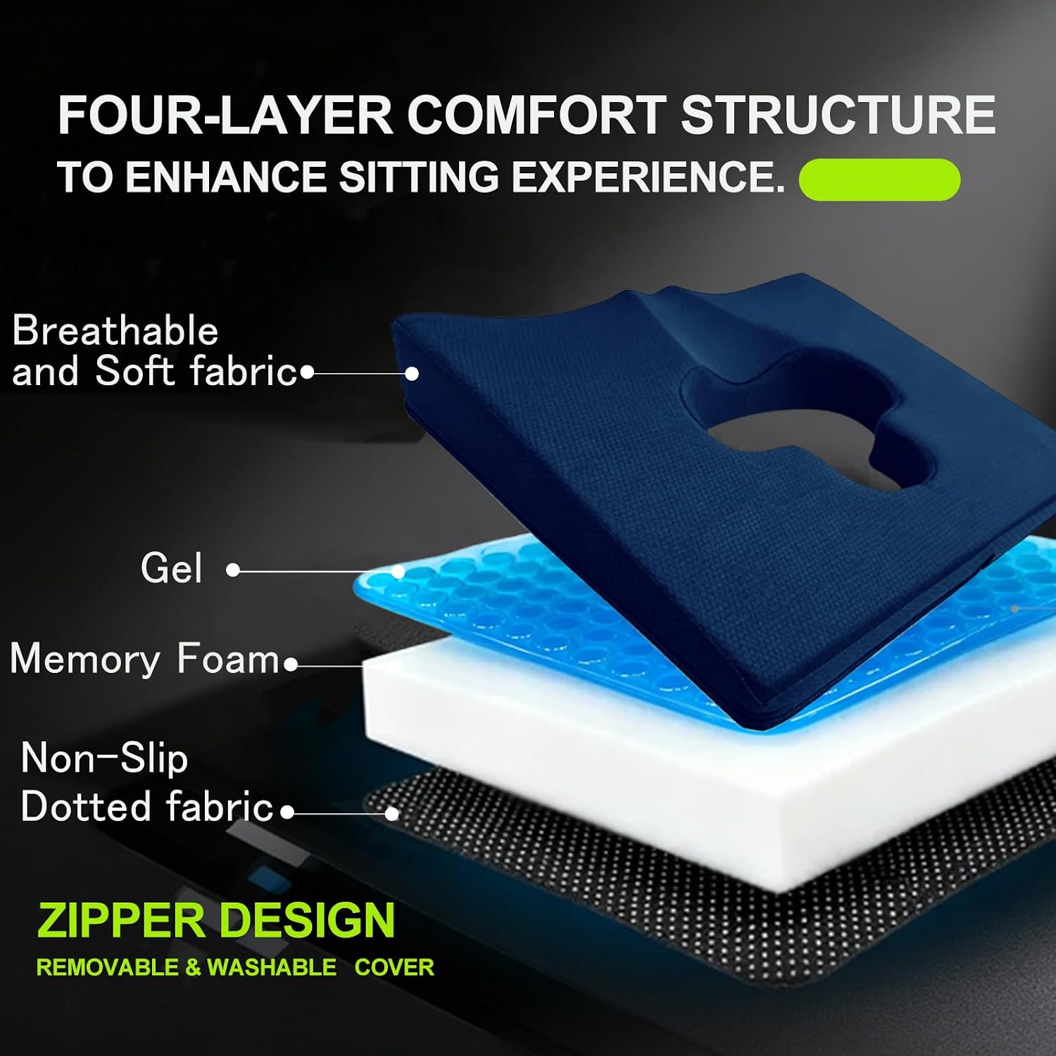 FoKon Gel Wheelchair Seat Cushion, Bed Sore Cushions for Butt, Gel Cushion for Pressure Relief, Donut Pillow for Tailbone, Sciatica, Coccyx, hem…