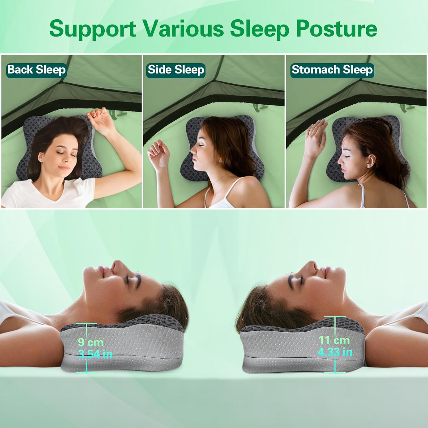 SAHEYER Travel Pillow for Sleeping, Ergonomic Cervical Neck Support Pillows, Lightweight Memory Foam Travel Pillow for Camping…
