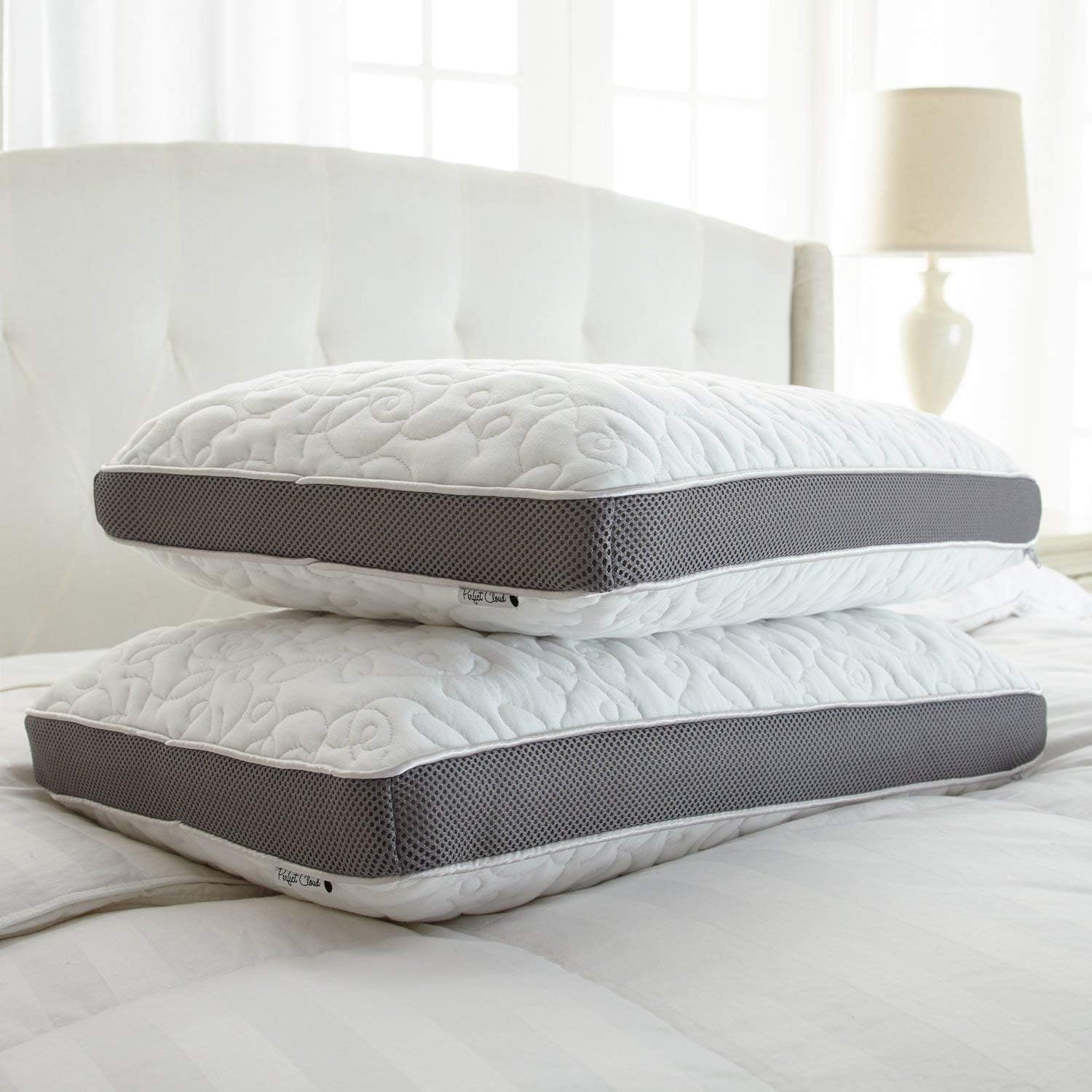 PerfectCloud Perfect Cloud Double Airflow Ventilated Memory Foam Bed Pillow for Sleeping - 5.5-inch Breathable Cooling Medium-Loft (Standar…