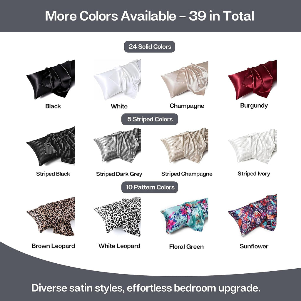 MR&HM Satin Body Pillow Cover, Soft and Breathable Body Pillow Case with Envelope Closure, Cooling and Silky Long Pillowcase for Hair and…
