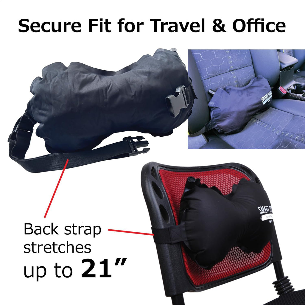 SMARTTRAVELTravelProducts SmartTravel Travel Products Inflatable Travel Lumbar Pillow for Airplane Seat – Adjustable Lower Back Support Cus…