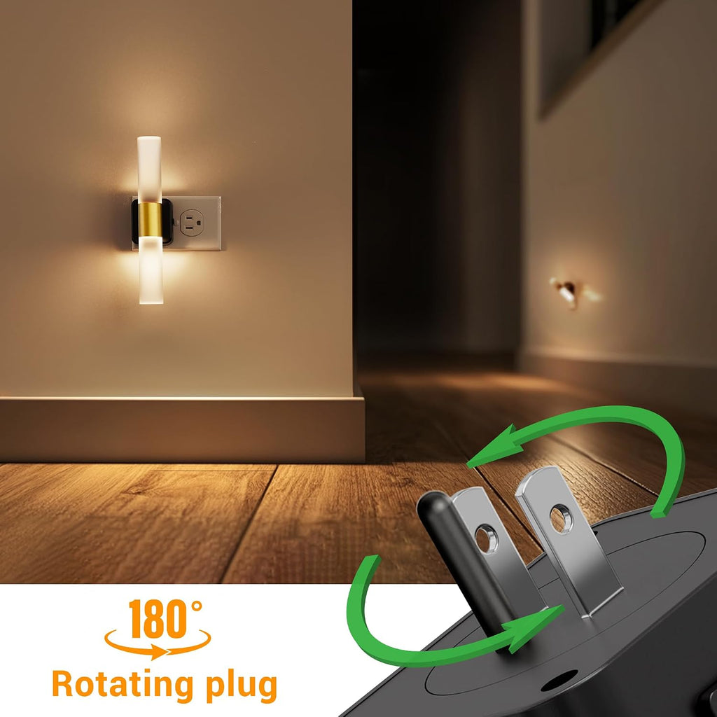 L LOHAS LED Night Light, 2 Pack Night Lights Plug into Wall, 3000K Soft White, 0-100LM Adjustable Brightness, 180° Rotating Plug in Night…
