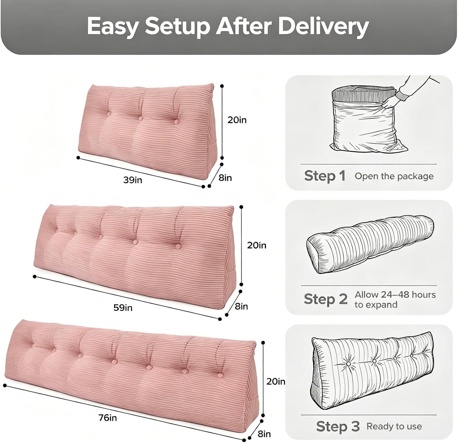 Royal Choice Headboard Pillow for Sitting Up in Bed, Twin Size Backrest Triangle Reading Pillow for Daybed, Supportive Bed Back Pillow for…