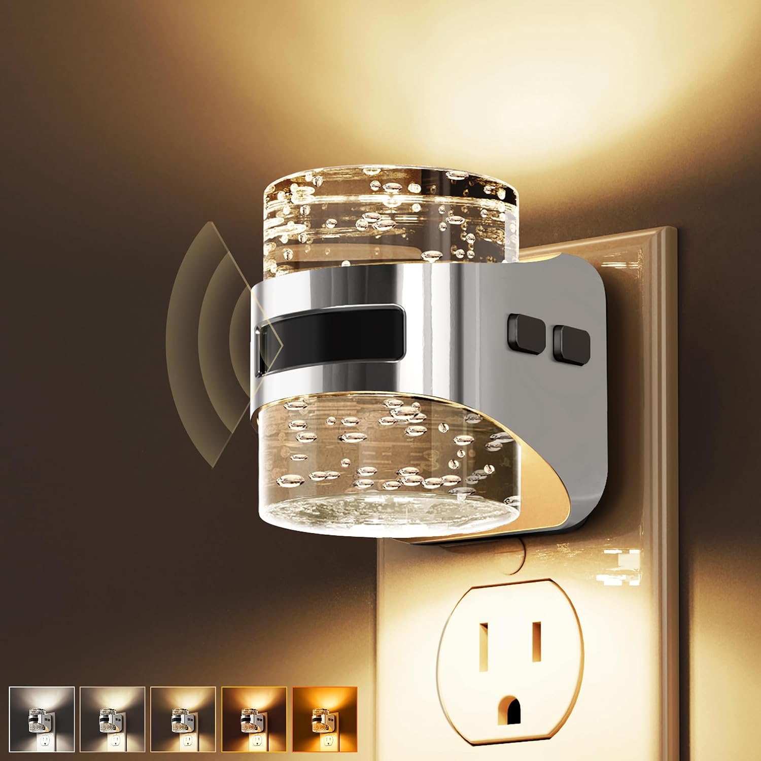 Llohasled L LOHAS LED Motion Sensor Night Light, 5CCT Color Temperature Change Night-Light, Bubble Night Lights Plug into Wall, Dimmable Nigh…