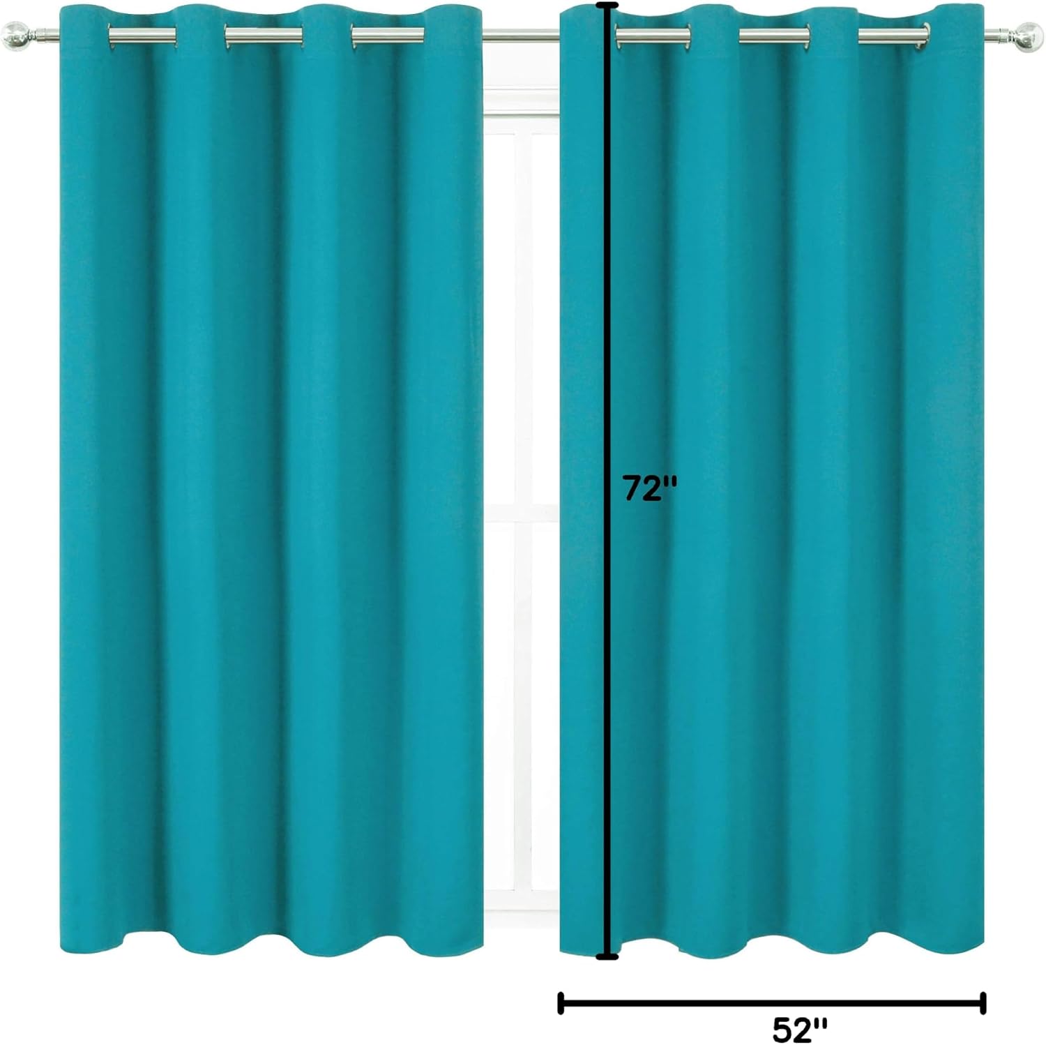 Lemomo Turquoise Thermal Blackout Curtains/52 x 72 Inch/Set of 2 Panels Room Darkening Curtains for Bedroom 72 Inch silver