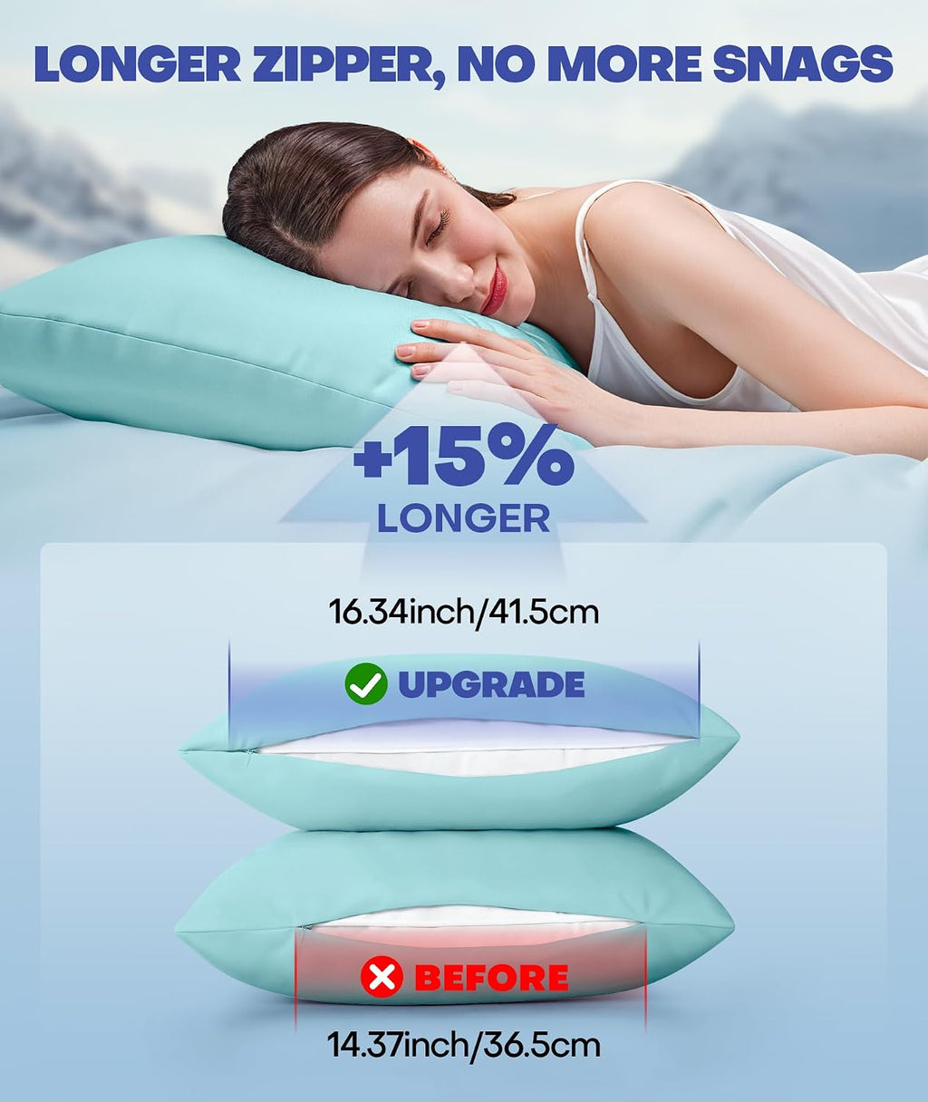 Rifens Ice Cooling Pillowcase for Hot Sleepers, Instantly Cool, Stays Cold All Night, Softer Than Silk Pillow Cases, Pillow Covers with Inv…