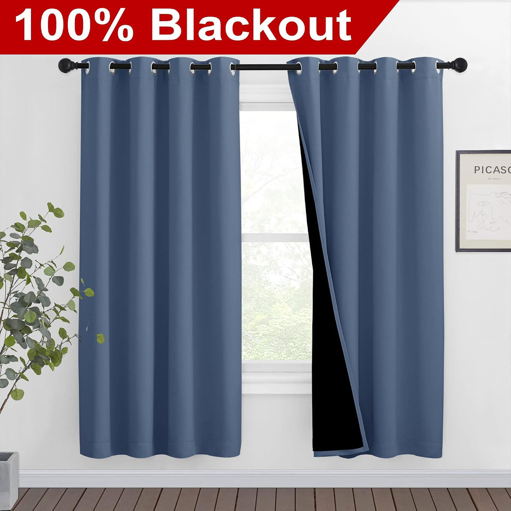 Nicetown Full Shade Curtain Panels 72 inches Long, Pair of Energy Smart & Noise Blocking Out Blackout Drapes for Guest Room Window, Thermal…