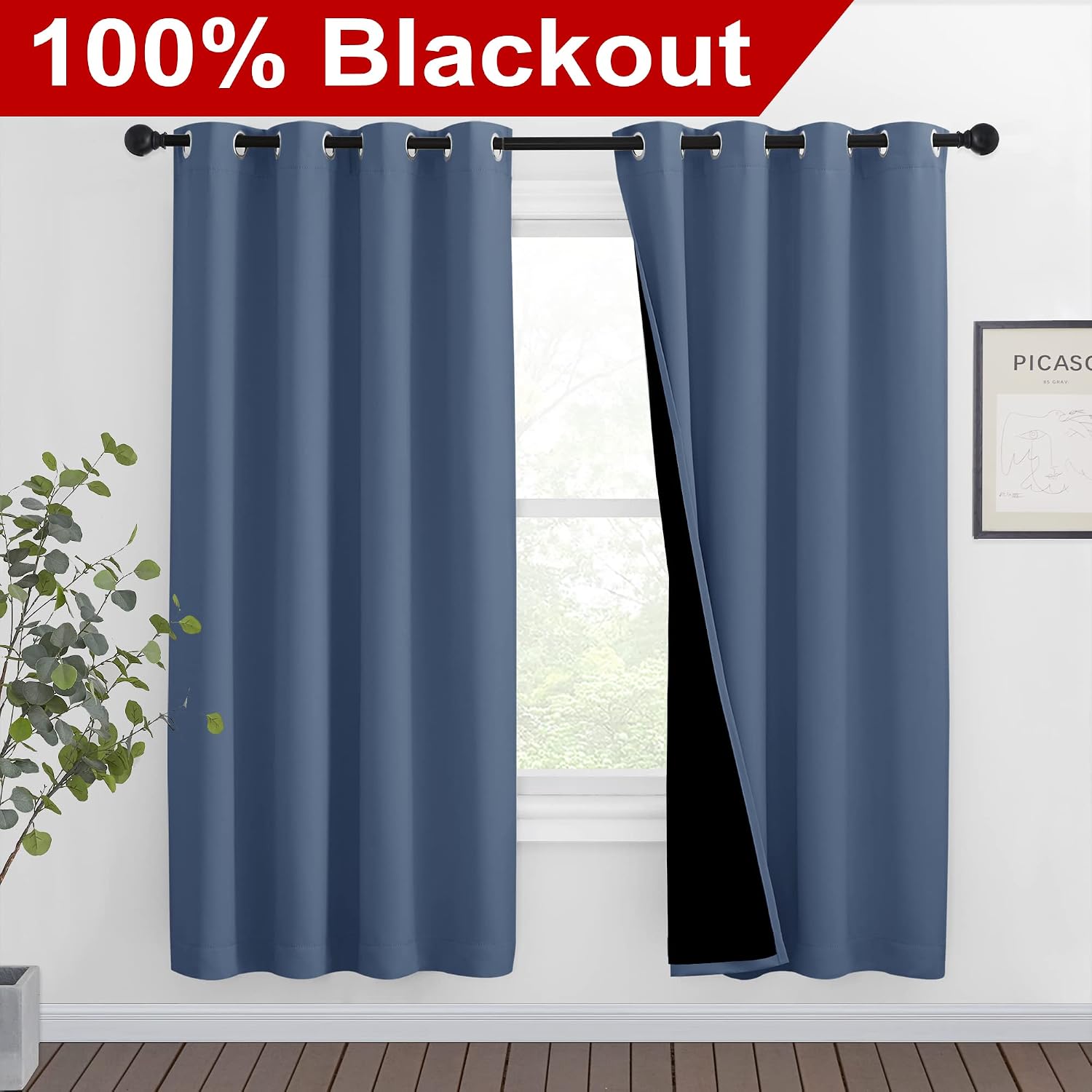 Nicetown Full Shade Curtain Panels 72 inches Long, Pair of Energy Smart & Noise Blocking Out Blackout Drapes for Guest Room Window, Thermal…