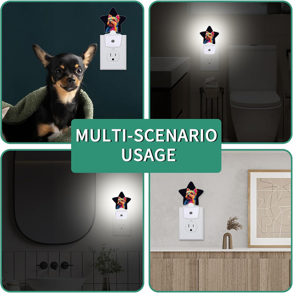 Colorful Dog Plug in Star Night Light, Night Light with Sensor for Kids Nursery Bedroom, Decorative Soft Glow Lamp for Hallway Bathroom…