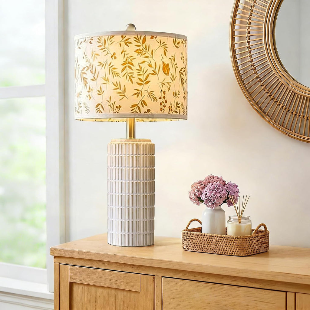 PoKat 23'' Dried Flowers Table Lamp for Bedroom Nightstands, Birthday Gifts for Women Mom, House Warming Gifts New Home Decor, Ceramic…