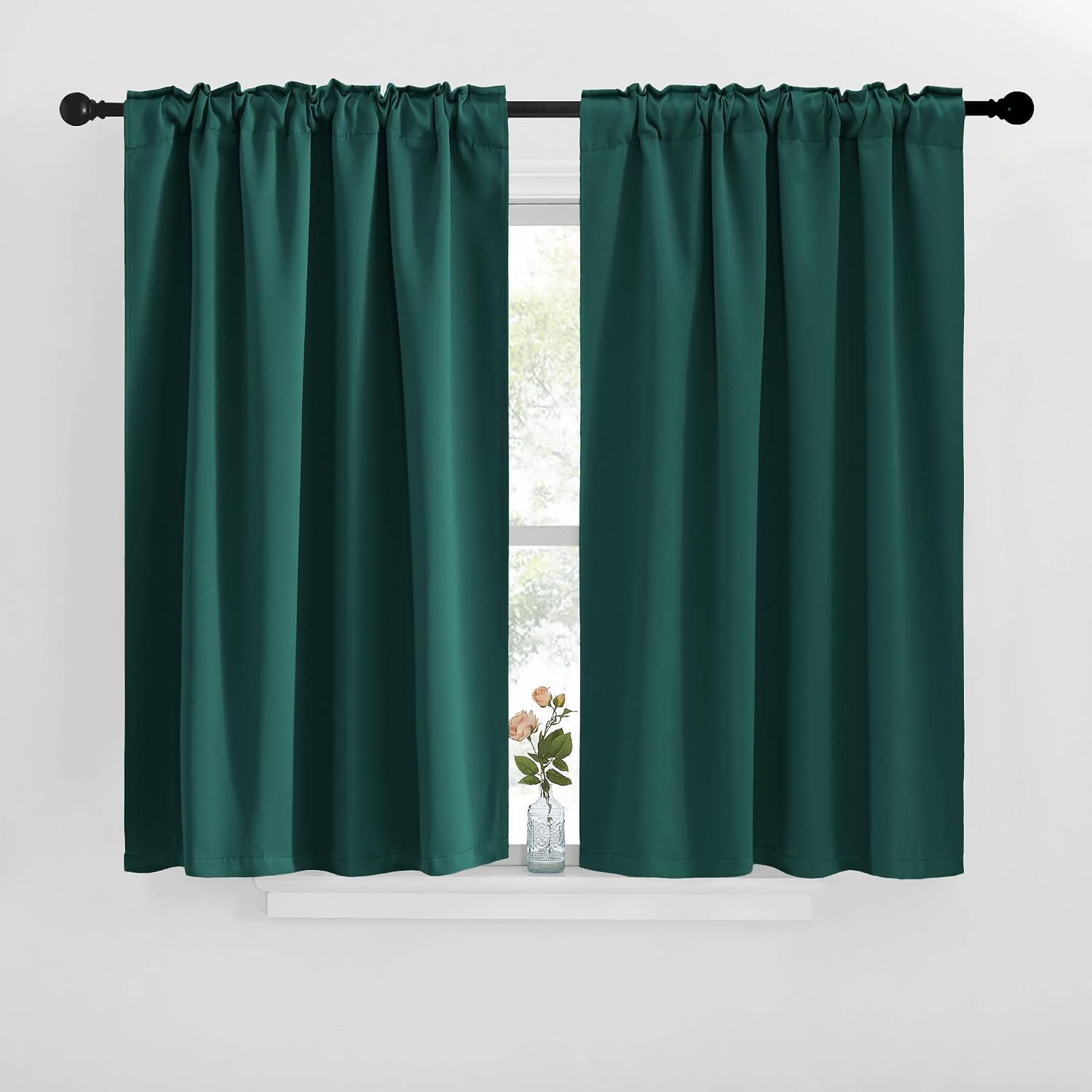 NICETOWN Blackout Window Curtains for Camper - (Hunter Green Color) 42x40 Inch, 2 Panels Set, Thermal Insulated Room Darkening Blackout…
