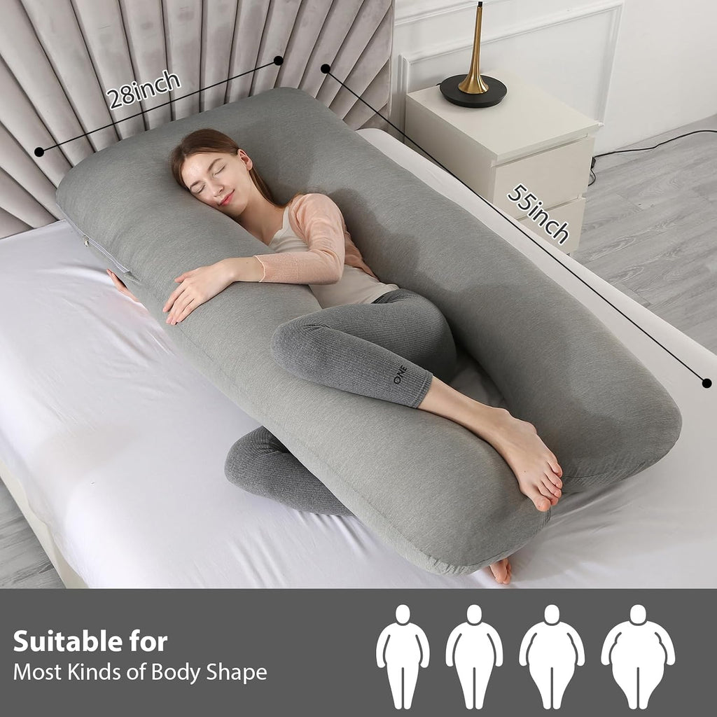 Amagoing Pregnancy Pillows with Cooling Cover, U-Shape Full Body Pillow for Sleeping, Support for Back, Legs, Belly, HIPS for Pregnant Wome…