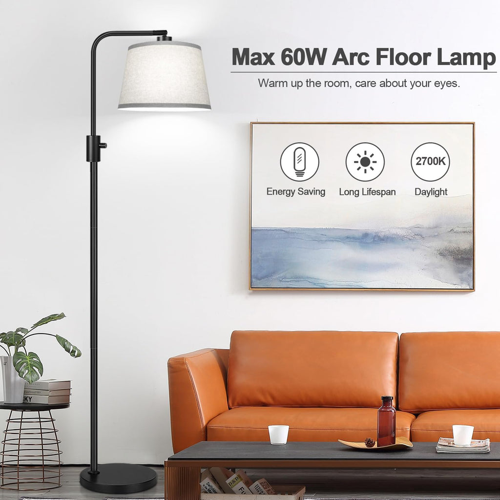 Upgraded】 Dimmable Floor Lamp, 1000 Lumens LED Edison Bulb Included, Arc Floor Lamps for Living Room Modern Standing Lamp with Gray…