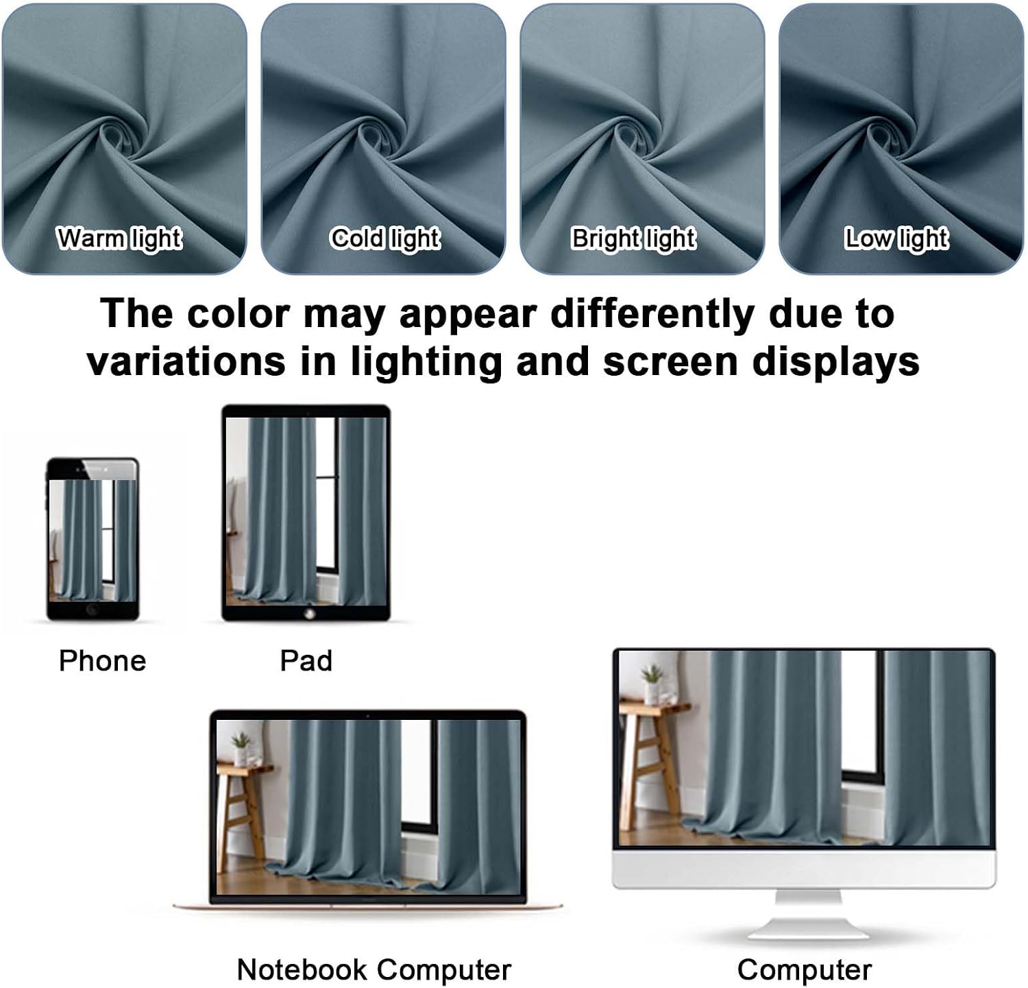 Gwine Stone Blue Blackout Curtains for Bedroom 54 Inches Long, Thermal Insulated Room Darkening Curtains for Living Room Each 40" Wx54 L…