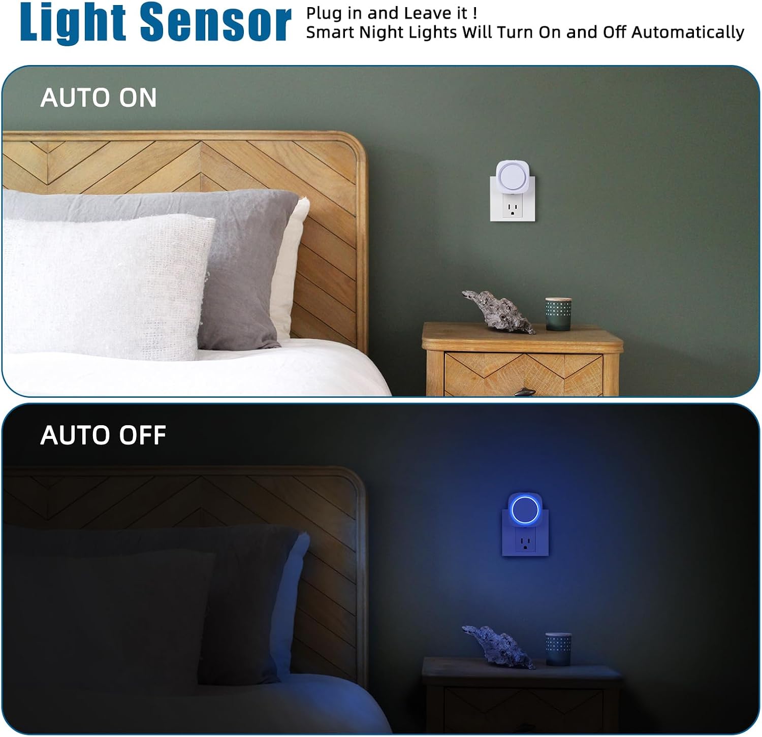 Blue Night Lights Plug into Wall, 4 Packs Dimmable Night Light with Dust to Dawn Sensor, Automatically Turn on and Off, Gentle Glow…