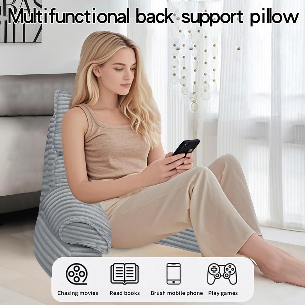 RRPAHWTV Reading Pillow for Bed with High Arm Rests, Back Support Pillow for Sitting Up in Bed with Shredded Memory Foam for Reading, TV…