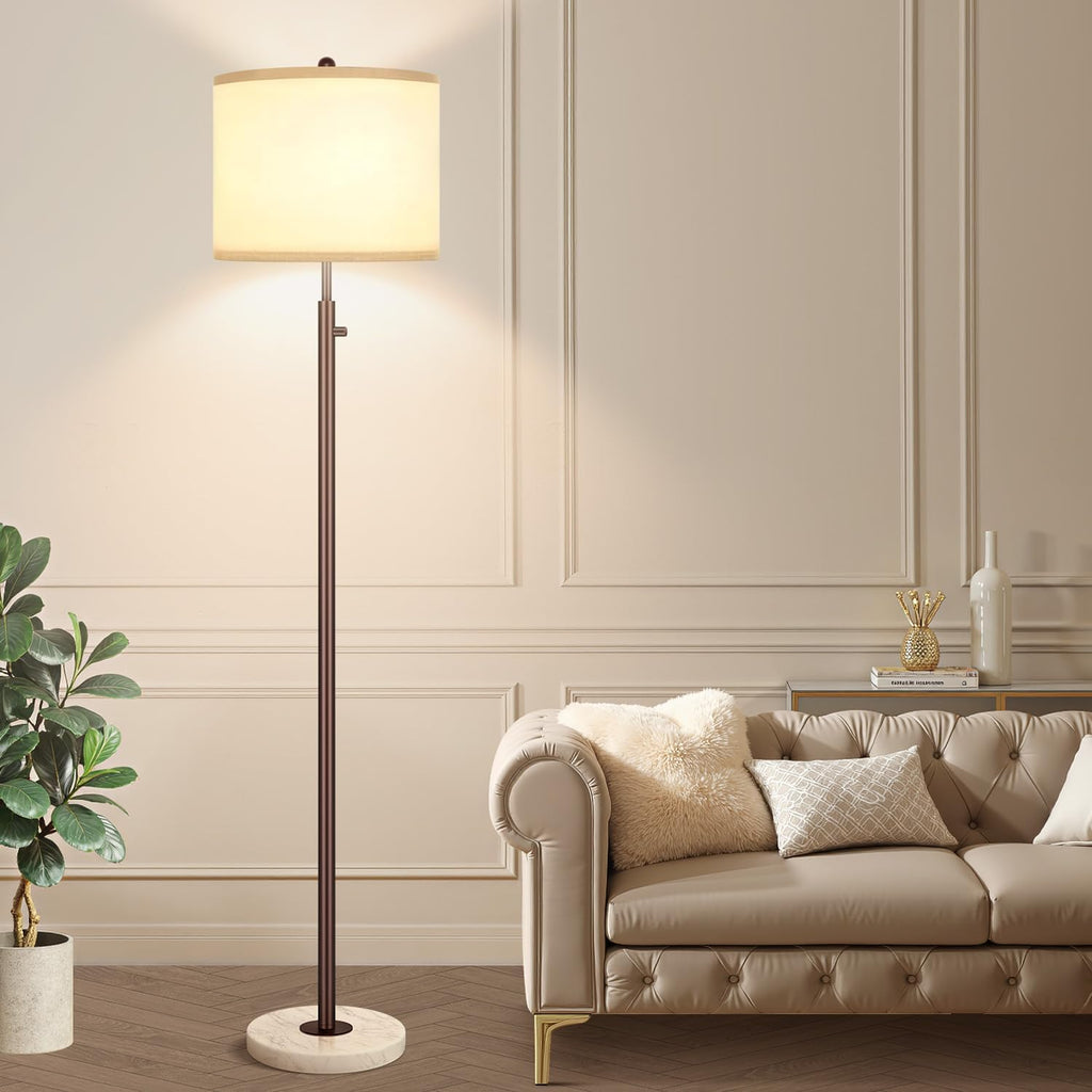 Nintiue 【Upgraded】 Dimmable Floor Lamp for Living Room, 11W LED Bulb Included, Modern Standing Lamp with Marble Base, Tall Pole Light…