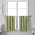 Simplebrand Ava Sage Green Short 24 Inches Blackout Curtain 2 Panels Set, Half Window Rod Pocket Privacy Curtain Tiers for Kitchen, Curtain…