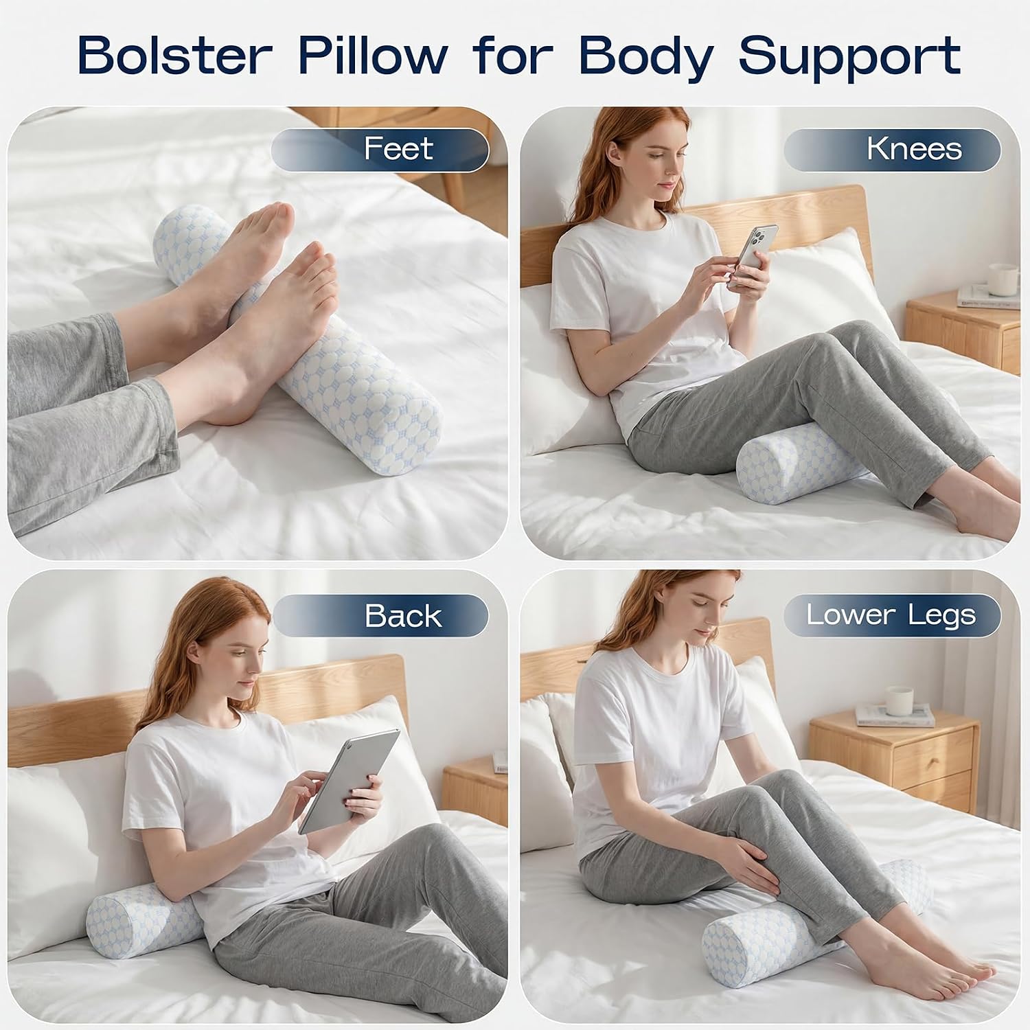 Forcanby Neck Roll Pillow, Memory Foam Neck Support Pillows, Round Neck Pillows, Cylinder Bolster Pillows for Bed, Couch, and Yoga, Removab…