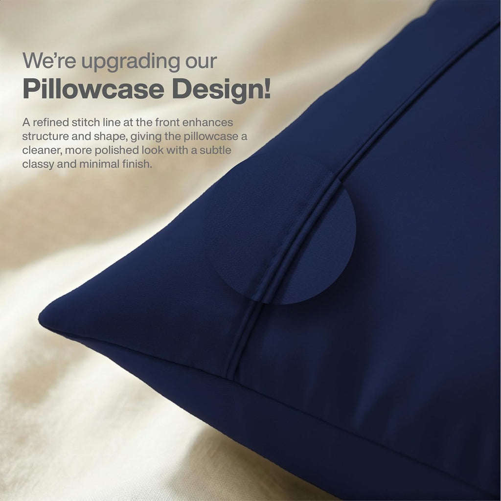 Queensbay Standard Pillow Cases Set of 2, Microfiber Cooling Pillowcases, Soft Breathable Envelope Closure Pillow Covers, Wrinkle Free Easy…