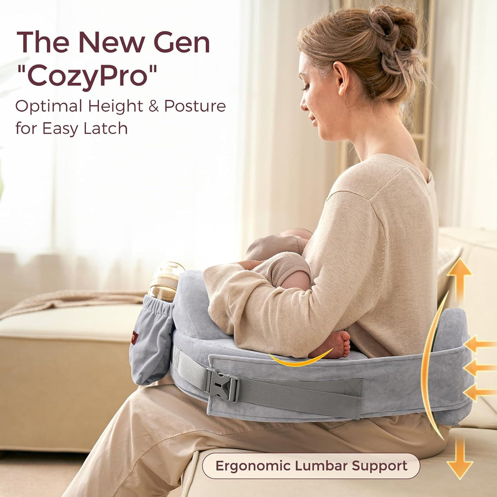 Momcozy CozyPro Nursing Pillow - All Around Lumbar & Arm Support - Safety Guard, Firm & Springy Memory Foam-Stable, Ergonomic Support, Easi…