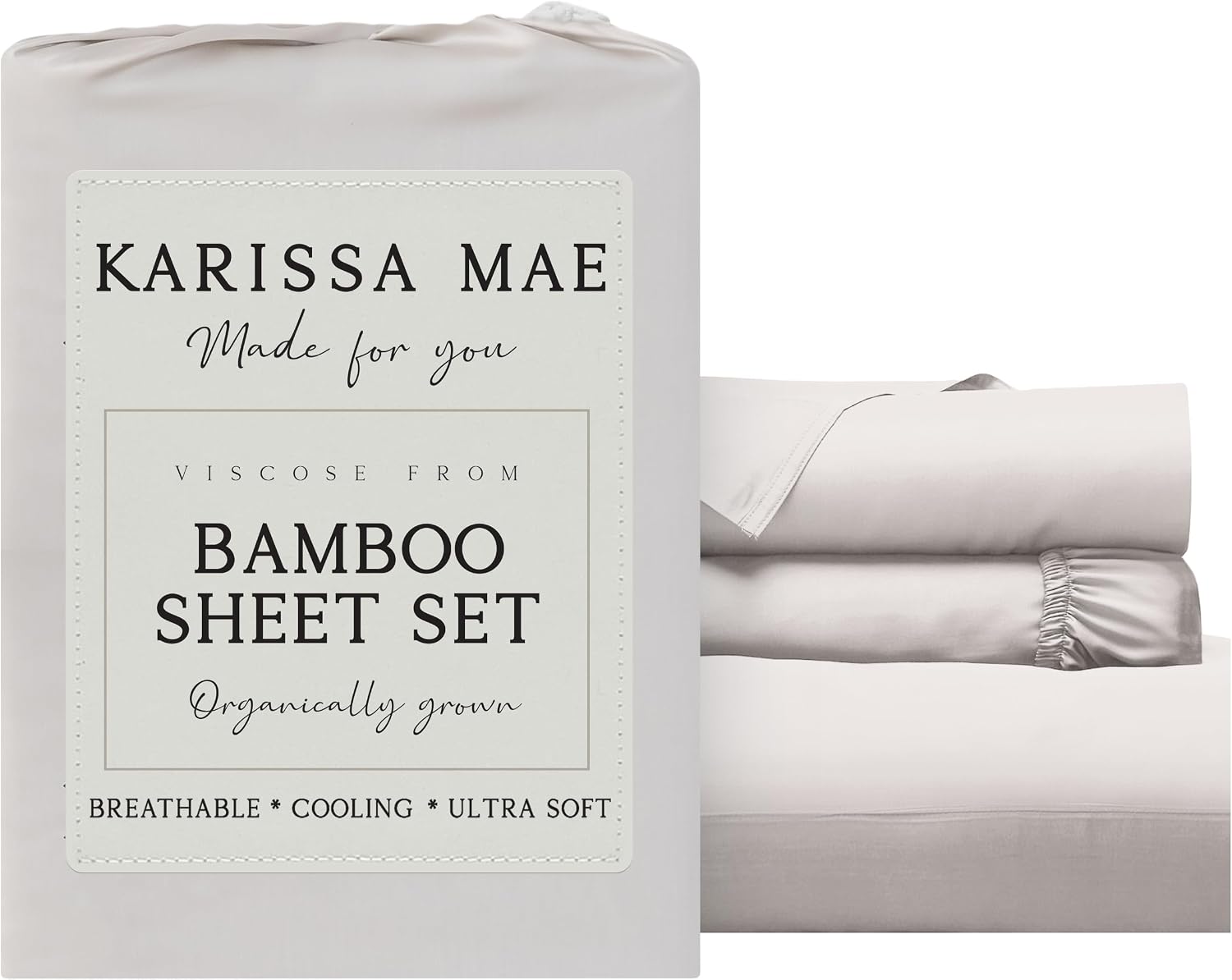 KARISSA MAE Pure Viscose from Bamboo Twin Size Sheet Set | 100% FSC Certified | Luxuriously Soft | Cooling | 18" Deep Pocket w/Corner…
