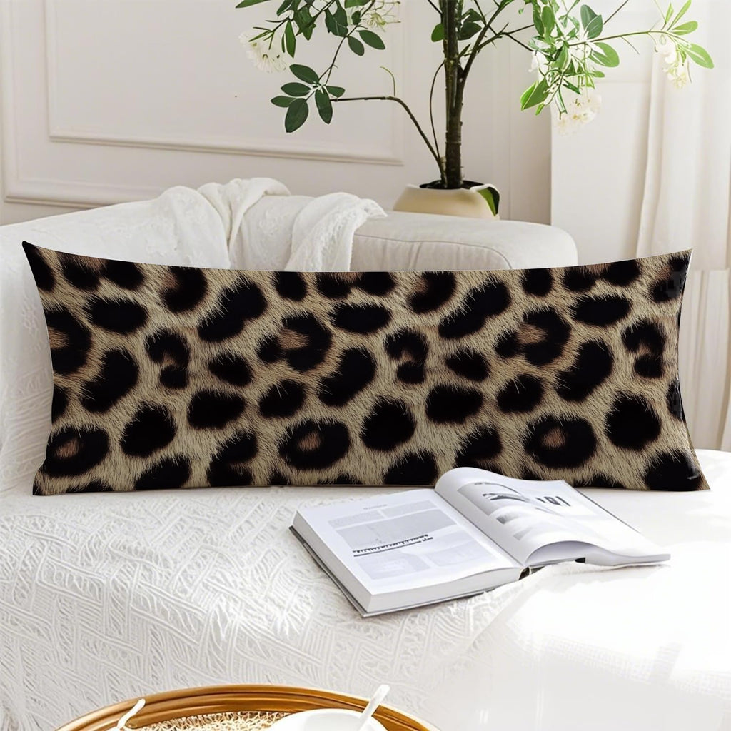 Brown and Black Leopard Print 20x54 Body Pillow Cover, Cheetah Print Room Decor, Trendy Wild Animal Print Decorative Long Body Pillow…