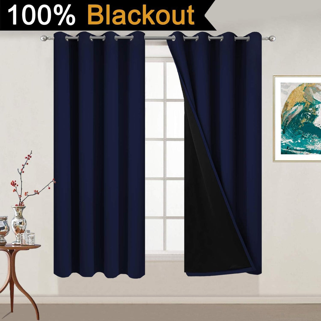 Yakamok Total Blackout Curtains 54 Inches Long, 100% Blackout Drapes for Bedroom, 2 Thick Layers Grommet Top Thermal Insulated Drapes for L…