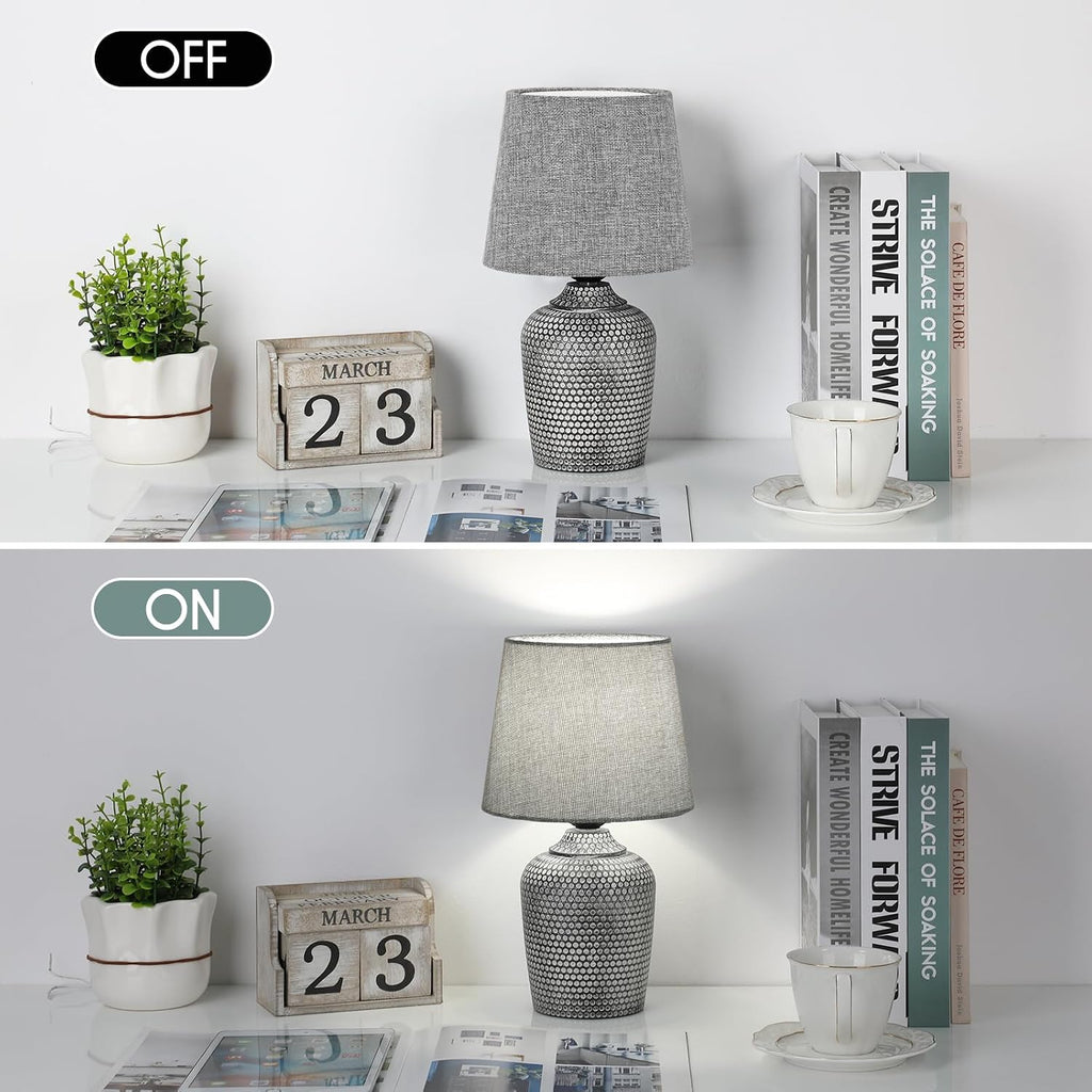 Sucolite 11.8'' Small Table Lamps Set of 2, Bedside Nightstand Lamps for Bedroom Kid’s Room, Cute Desk Lamps with Studded Texture Base…