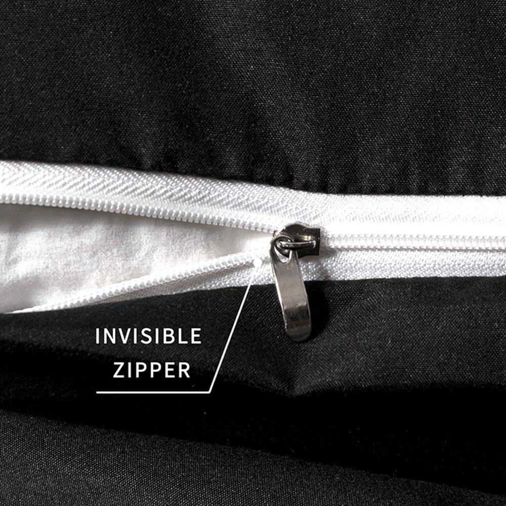 NookZuzu 2 Pack Microfiber Zipper Pillowcases, Soft Comfortable Not Shrink Black Pillow Case, Standard Pillow Cases Set of 2 (20x26 Inches)…