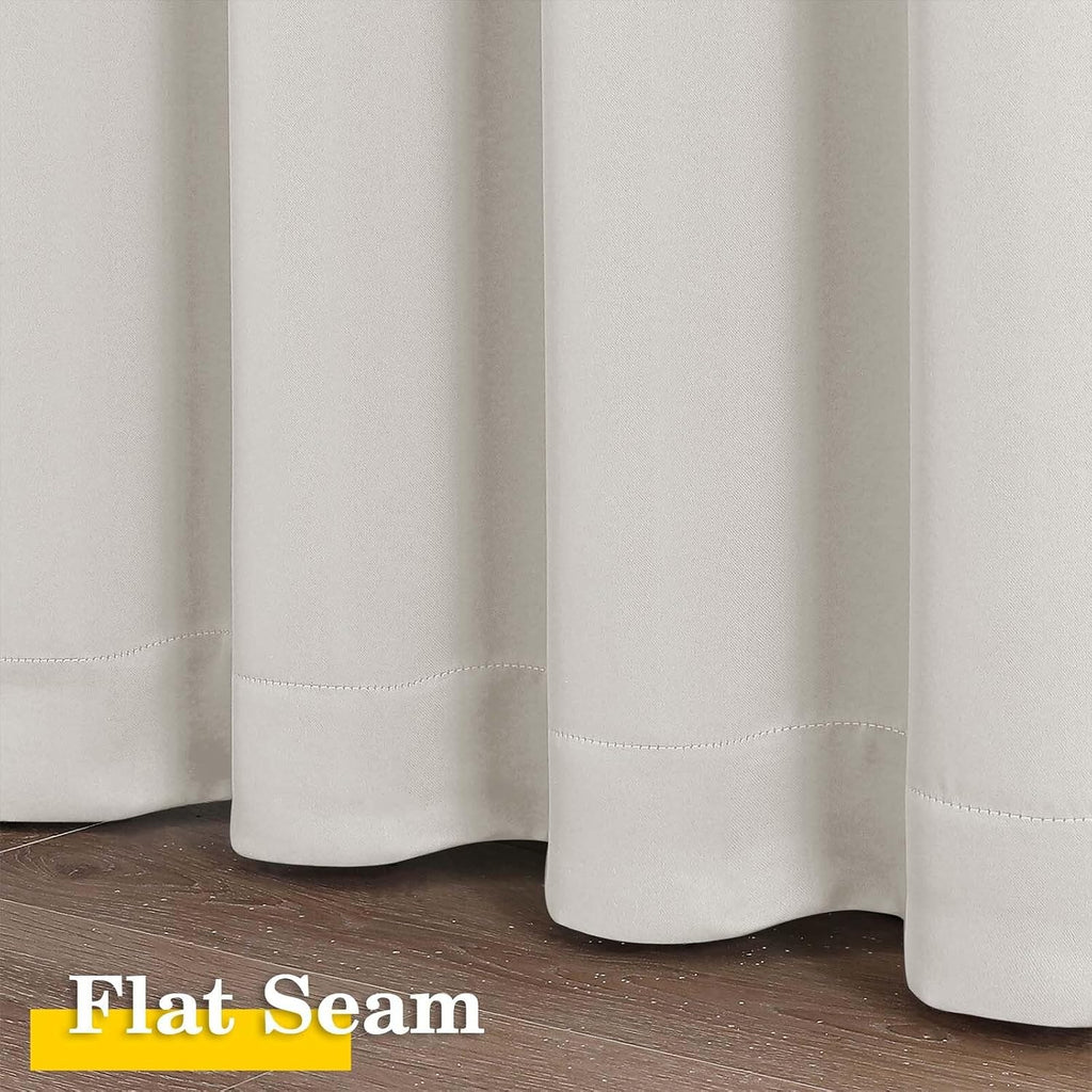WelvetBLK Natural Curtains for Bedroom Living Room 90 Inches Long 2 Panels Set, Soft Solid Light Filtering Thermal Insulated Window Treatme…