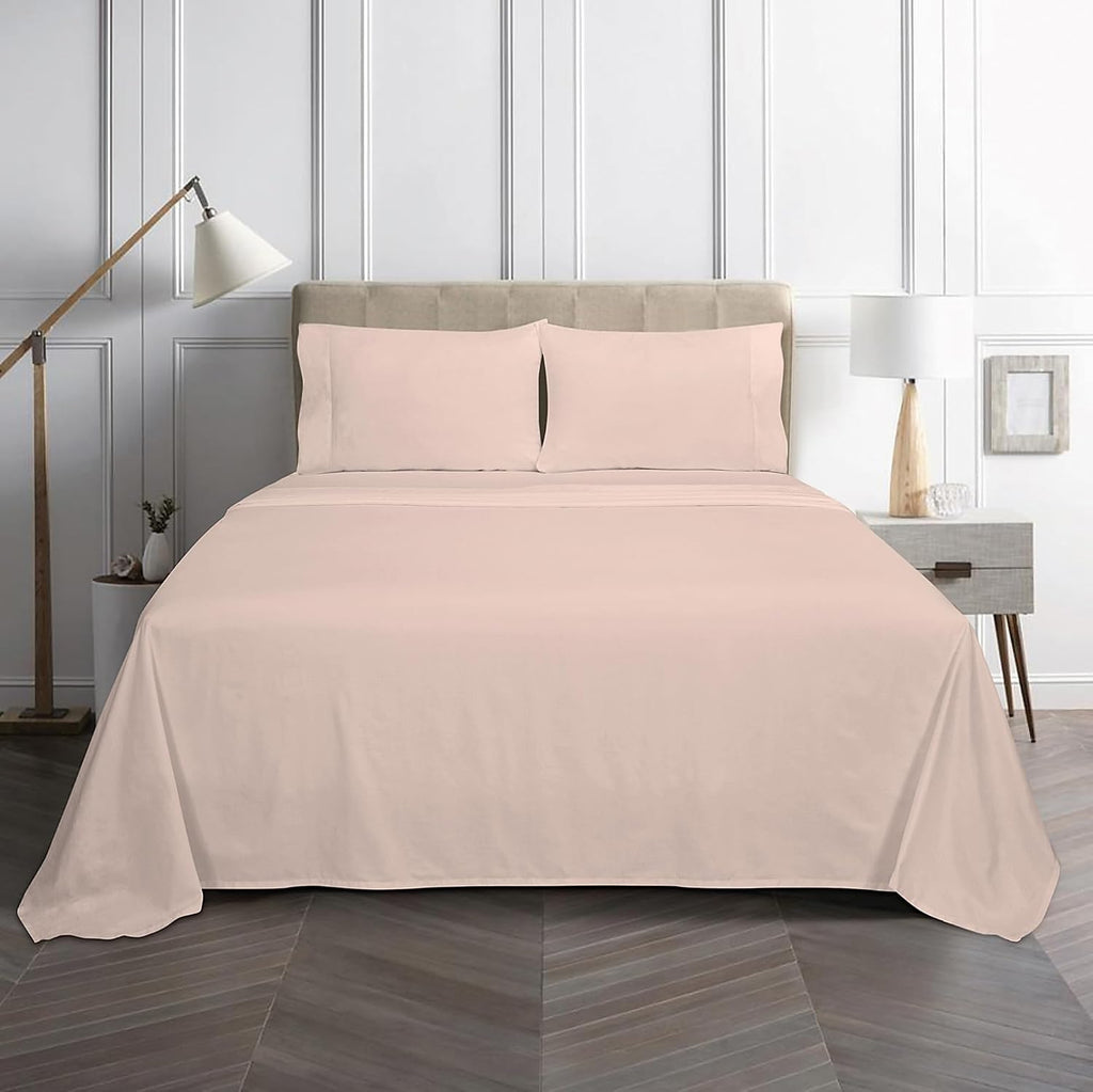 Royalelinens ROYALE LINENS Bamboo Viscose King Sheet Set - Cooling Bed Sheet Set - 1 Fitted, 1 Flat & 2 Pillowcase - Fits Up to 16" - Organ…