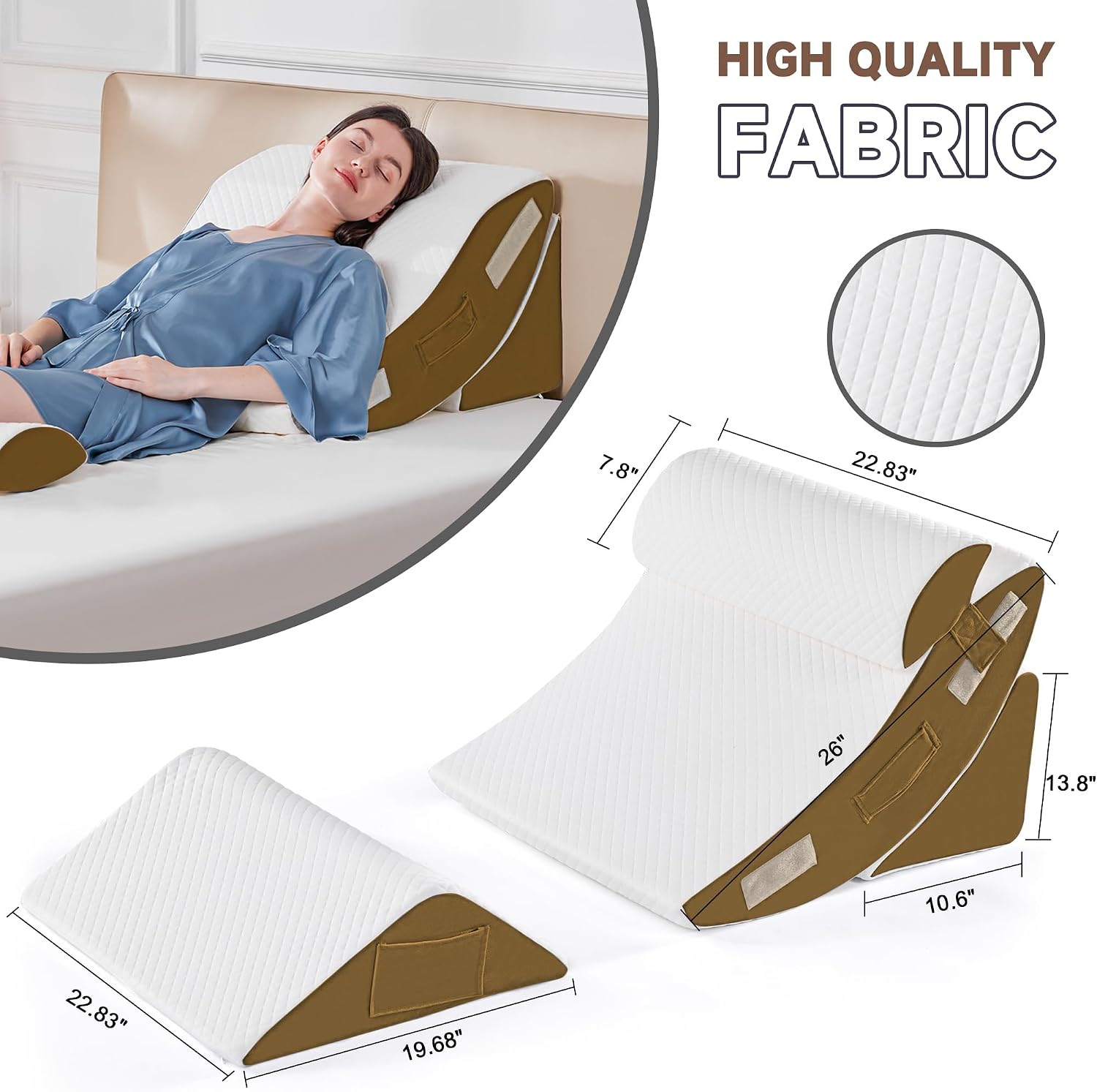 Yojoker 4PCS Orthopedic Bed Wedge Pillow Set for Sleeping, Post Surgery Foam Pillow for Body, Back and Leg, Triangle Adjustable Support Pi…