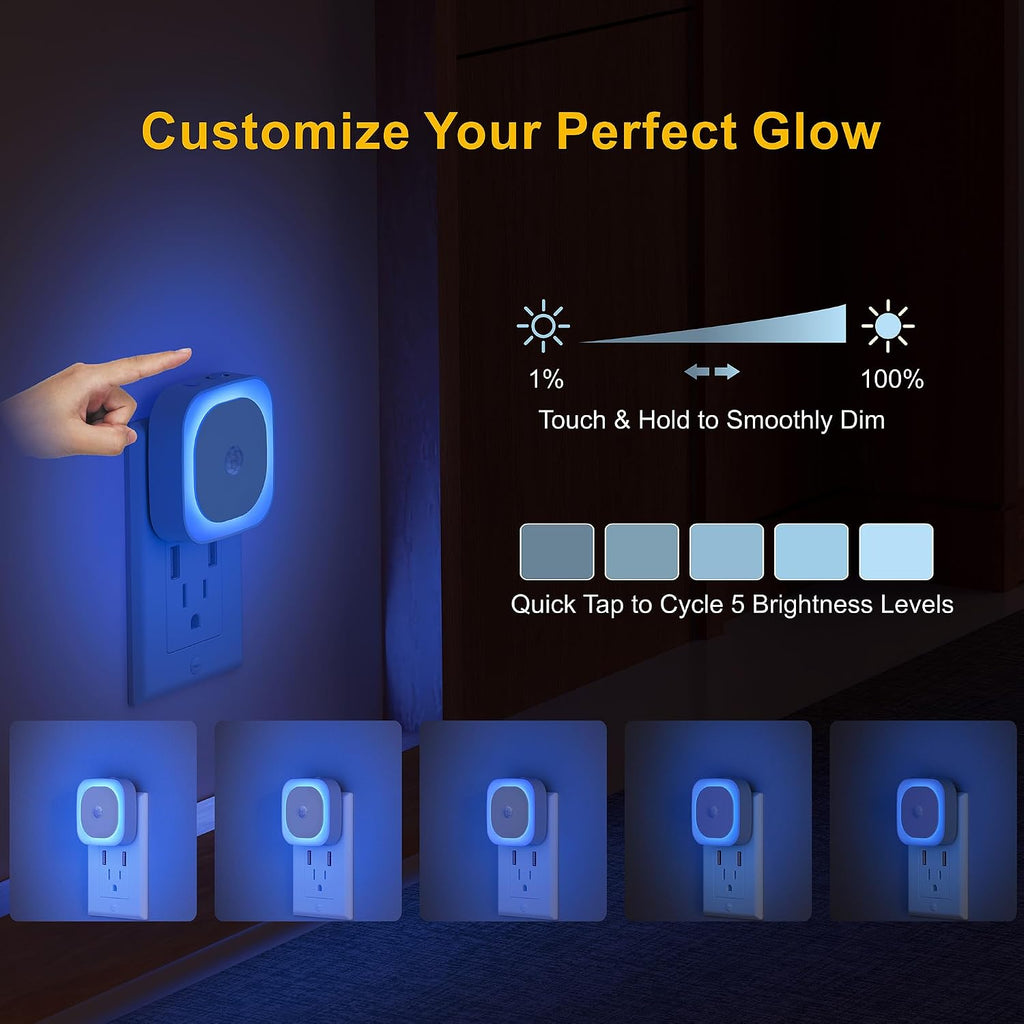 YUNLEX 2 Pack Plug in Night Light with Motion Sensor & Dusk to Dawn Sensor, 3 Sensor Modes, Auto ON/Off, Dimmable, Night Lights Plug into…